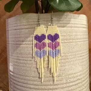 Beaded Purple Heart Earrings